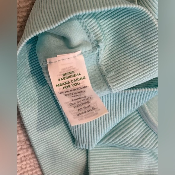 Aerie Mint Ribbed Short Sleeve Crop Top Strappy Back Size M - Picture 9 of 10